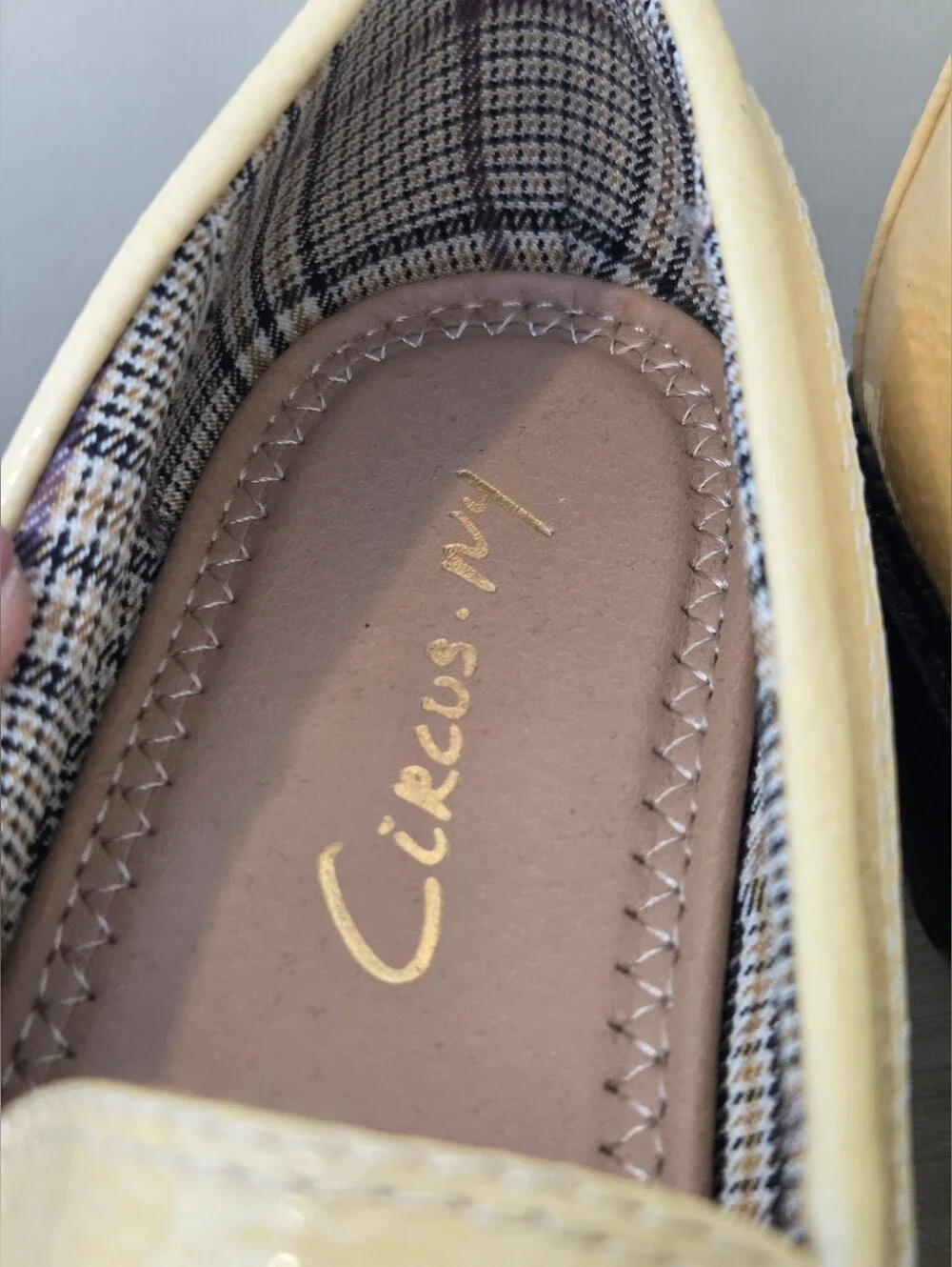 Circus Cream Patent Leather Loafers with Gold Horsebit
